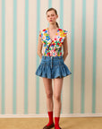 ROSETTE SILK TOUCH DENİM ETEK