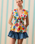 COLOR POP PEPLUM GÖMLEK — Desenli