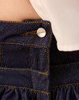 DARK ROSETTE SILK TOUCH DENİM ETEK — Raw Denim