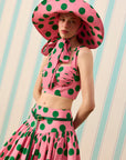 CANDY DOT DRAPE DETAYLI CROP BLUZ — Desenli