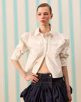 DARK ROSETTE SILK TOUCH DENİM ETEK