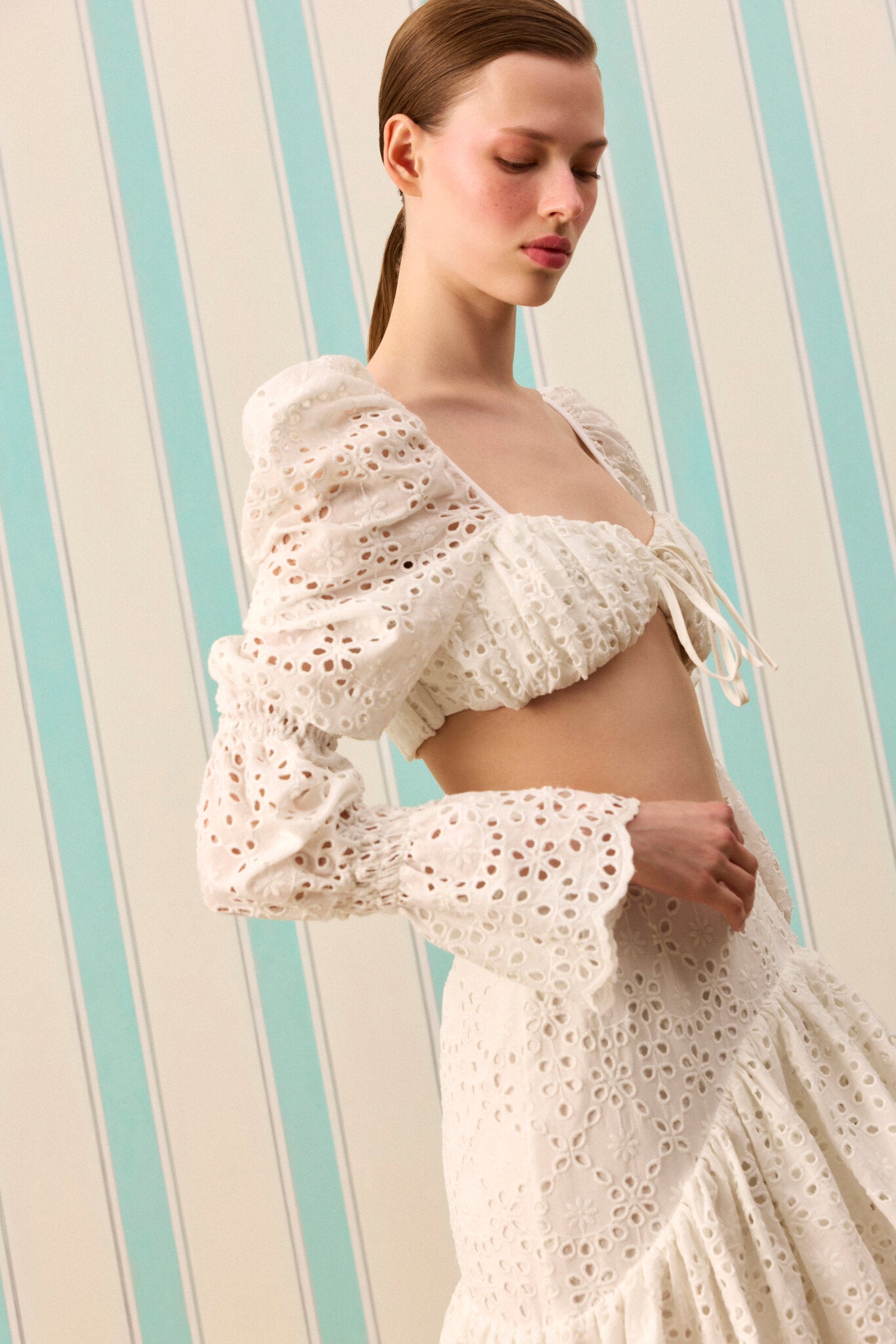 PORCELAIN TIE TOP — Beyaz