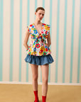 COLOR POP PEPLUM GÖMLEK — Desenli