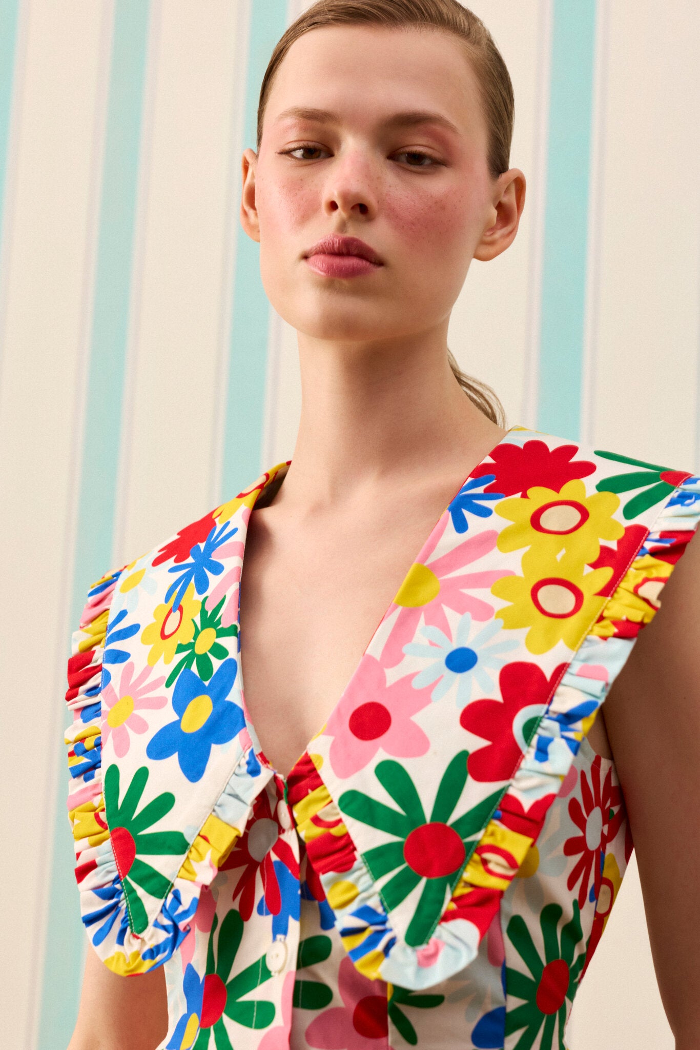 COLOR POP PEPLUM GÖMLEK — Desenli