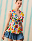 COLOR POP PEPLUM GÖMLEK — Desenli