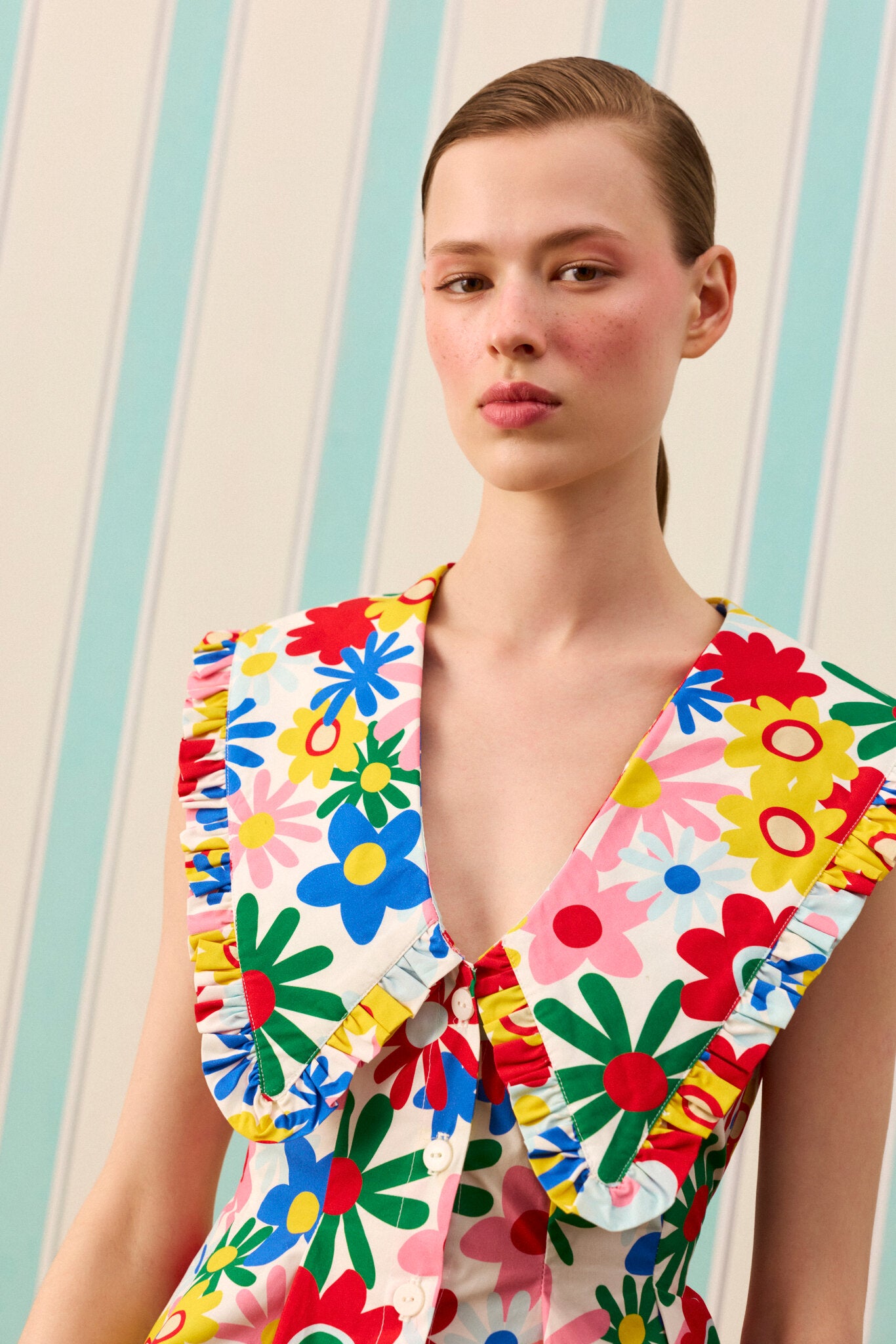 COLOR POP PEPLUM GÖMLEK — Desenli
