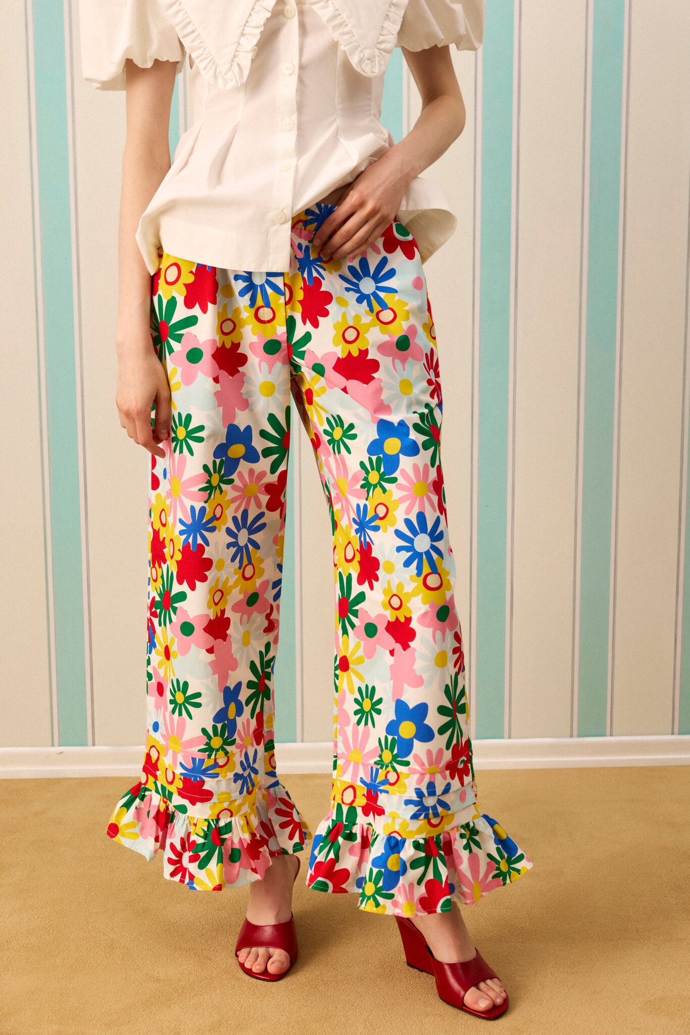 COLOR POP NERVÜRLÜ PANTOLON — Desenli