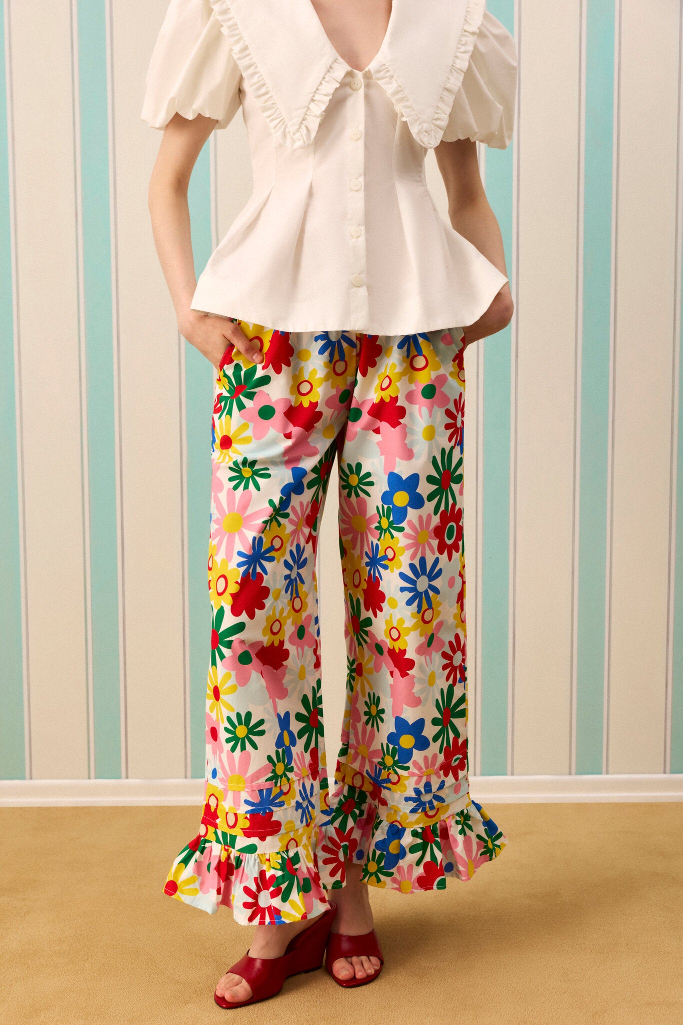 COLOR POP NERVÜRLÜ PANTOLON — Desenli