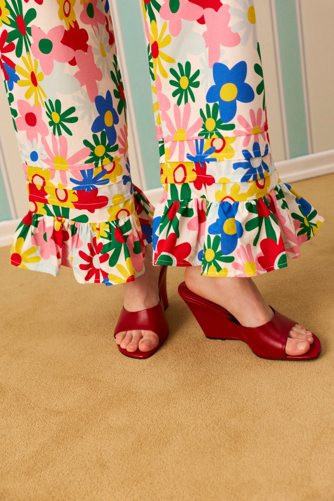 COLOR POP NERVÜRLÜ PANTOLON — Desenli