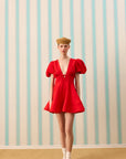 SCARLETT KETEN MİNİ ELBİSE — Kırmızı