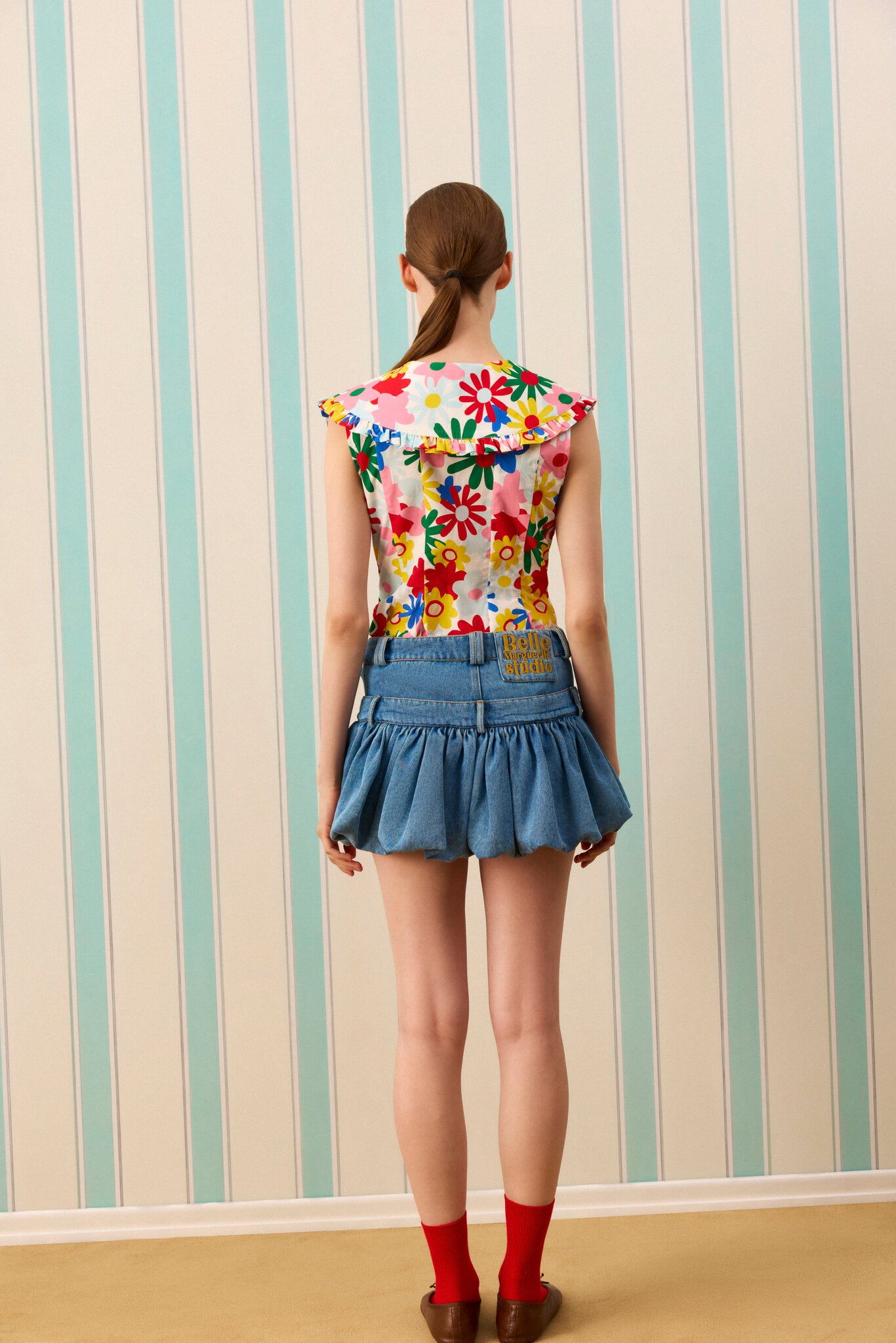 ROSETTE SILK TOUCH DENİM ETEK — Denim