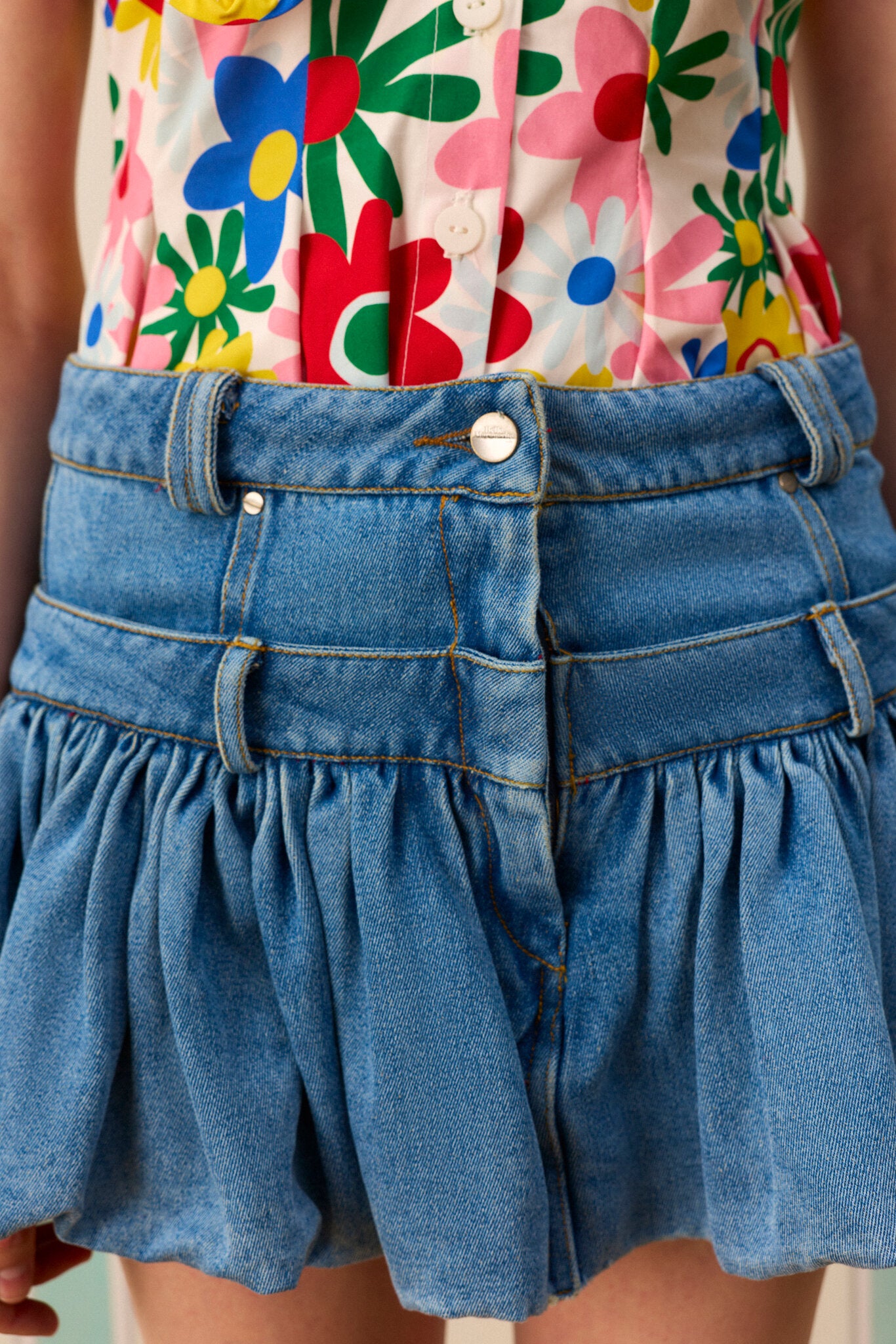 ROSETTE SILK TOUCH DENİM ETEK — Denim