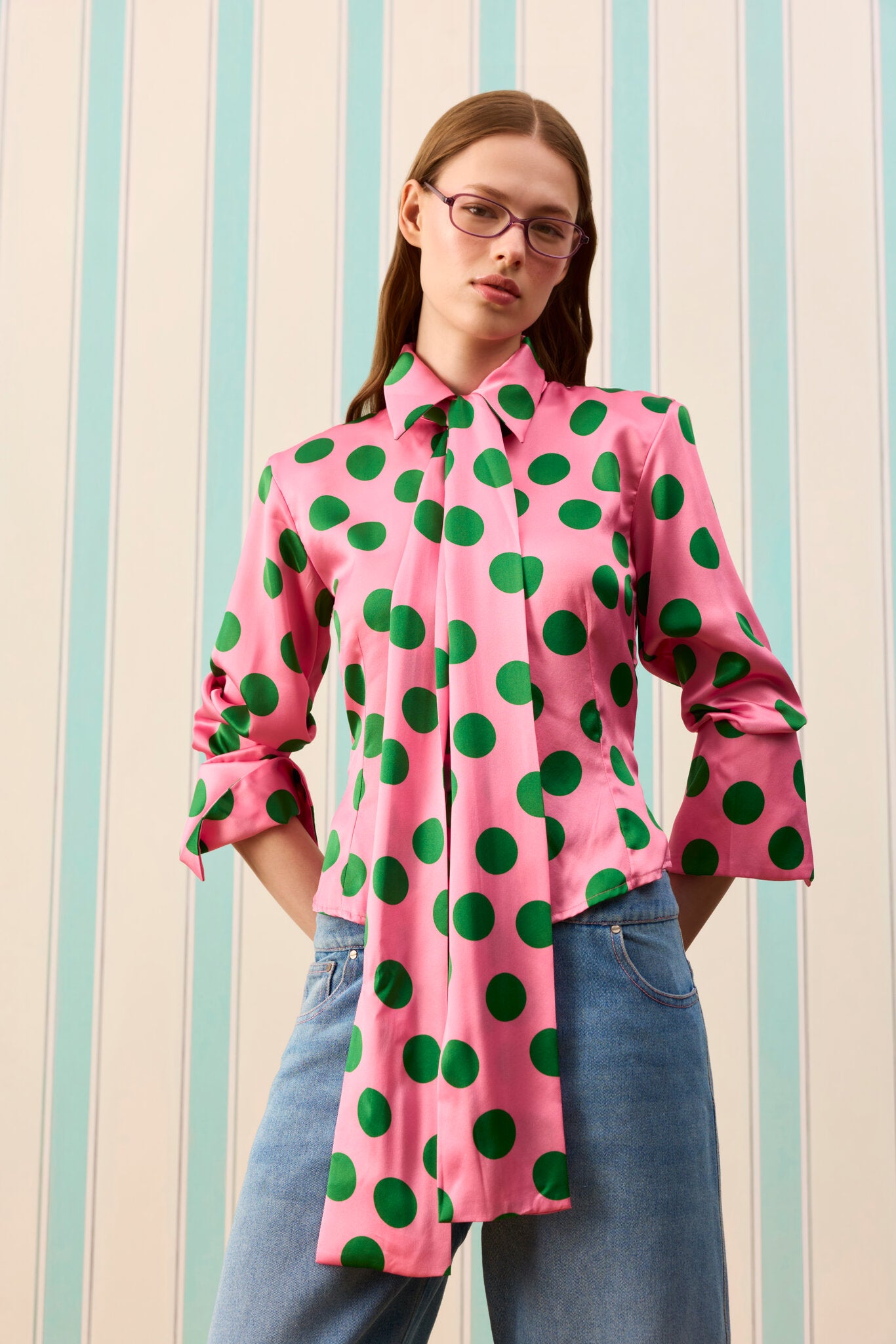 CANDY DOT İPEK GÖMLEK — Desenli