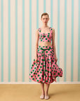 CANDY DOT DRAPE DETAYLI CROP BLUZ — Desenli