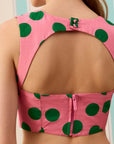 CANDY DOT DRAPE DETAYLI CROP BLUZ — Desenli