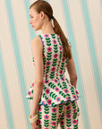 FLOWER MARKET PEPLUM TOP — Desenli